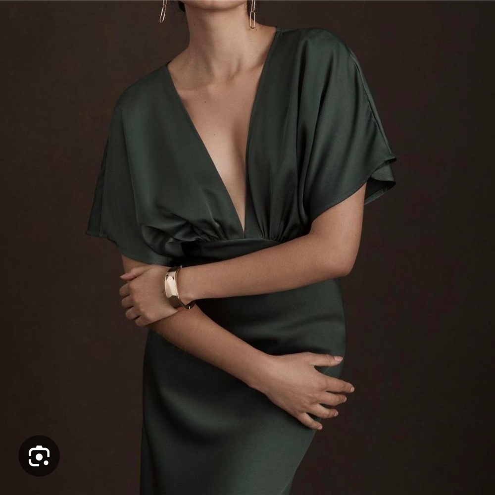 BHLDN Leila Deep V Gown in Forest